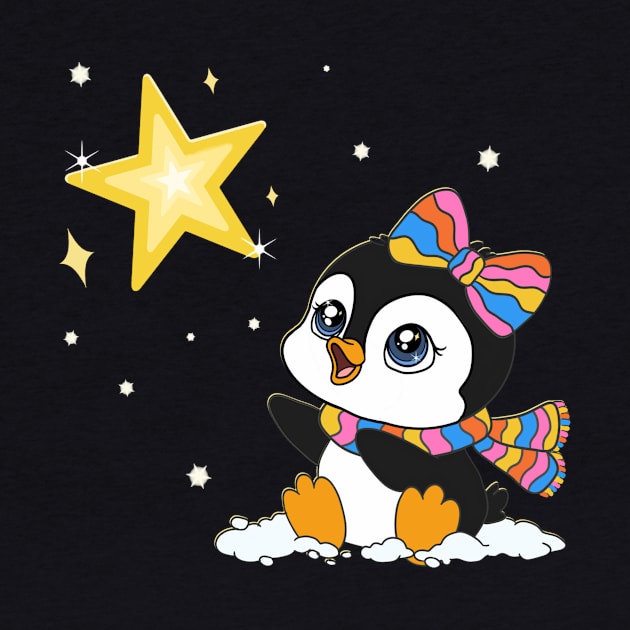 Baby Penguin with a Bright Star by AlondraHanley